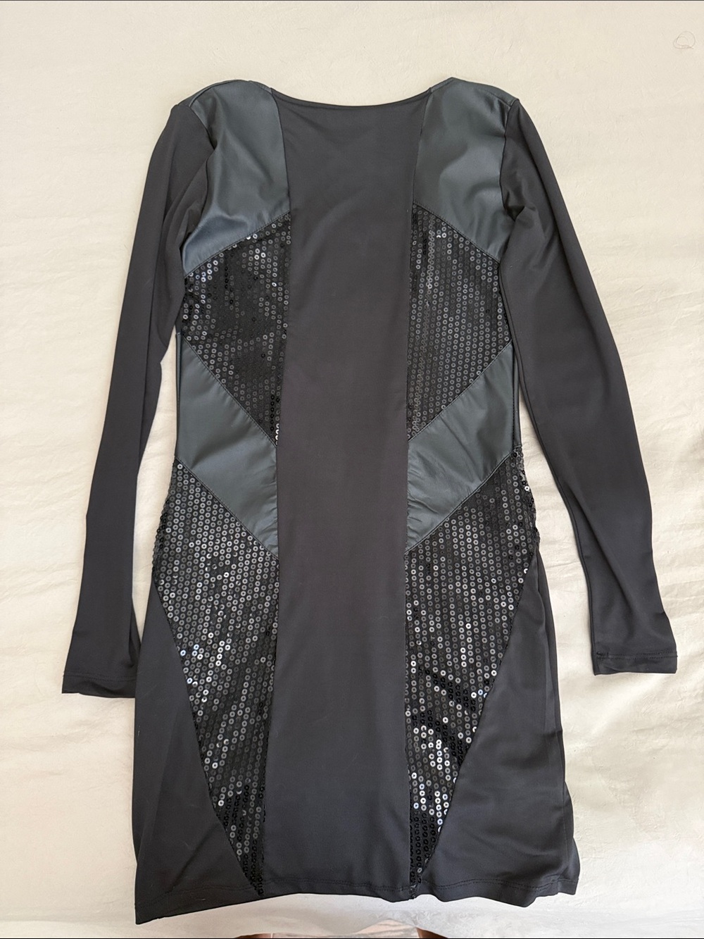 Black Long Sleeve Sequin Panel Coat